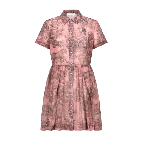 VÁY Dior Women Dioriviera Short Dress Pink and Gray Cotton Muslin