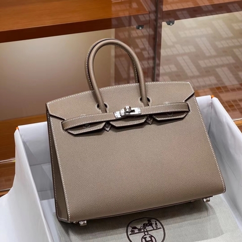 Túi Hermes Birkin Gris Elephant Epsom 25CM Handmade khâu tay(Giá liên hệ)