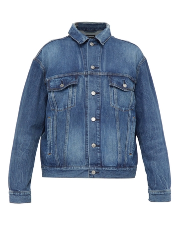 ÁO BALENCIAGA  Washed-logo denim jacket