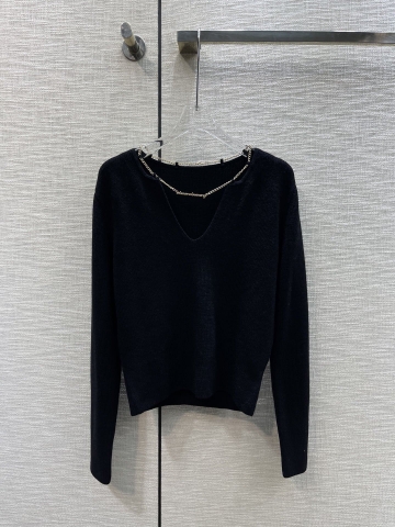 ÁO ALEXANDER WANG Round-Neck Chain Black Sweater