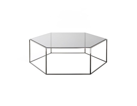 BÀN TRÀ CODOTTI Hexagonal crystal and steel coffee table