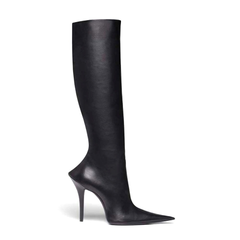 GIÀY Balenciaga Women Witch 110mm Boot in Black Shiny Soft Sheepskin