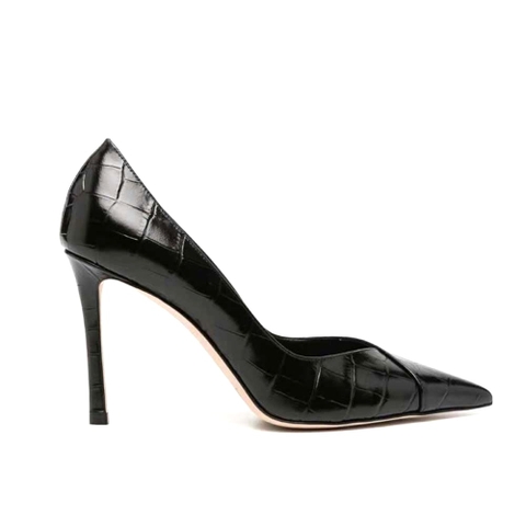 GIÀY Jimmy Choo Women Cass 95 Tan Croc-Embossed Leather Pumps-Black