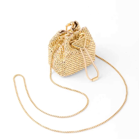 TÚI Prada Women Embellished Satin Mini-Pouch-Gold
