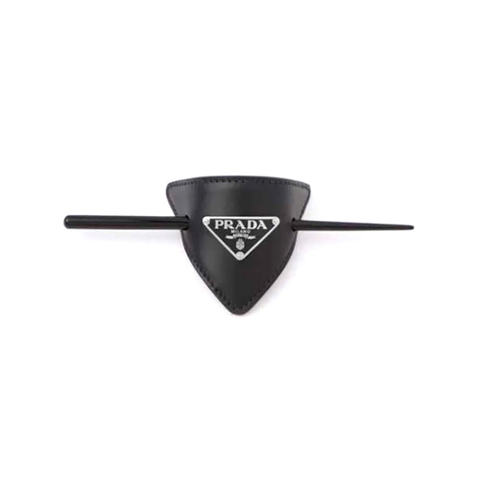 Trâm cài tóc Prada Women Leather Hair Clip is Decorated with the Prada Logo