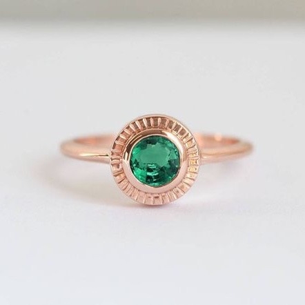 EMERALD  ENGAGEMENT RING 14K YELLOW GOLD