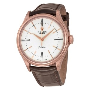 ĐỒNG HỒ ROLEX Cellini Automatic White Lacquer Dial Brown (Tobacco) Leather Watch