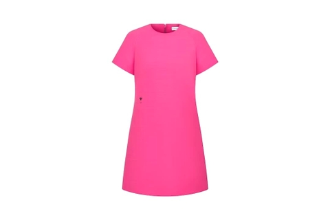 VÁY DIOR STRAIGHT DRESS Pink Wool and Silk