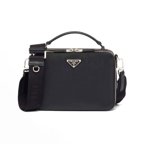TÚI Prada Men Brique Saffiano Leather Bag-Black