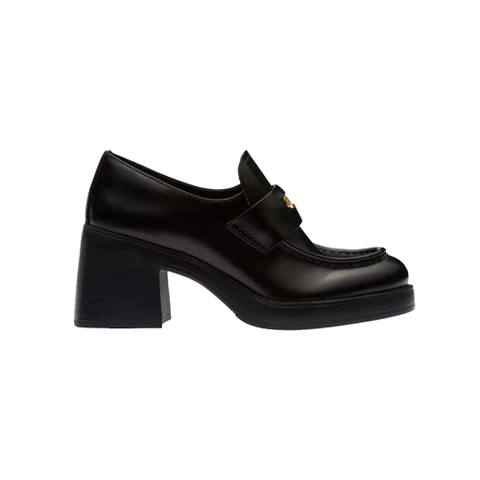 GIÀY Miu Miu Women Leather Penny Loafers in 75mm Heel Height-Black