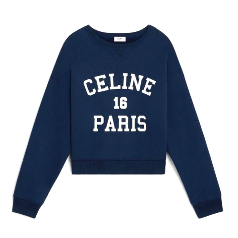 ÁO Celine Men Celine Paris 16 Sweatshirt in Cotton Fleece-Navy
