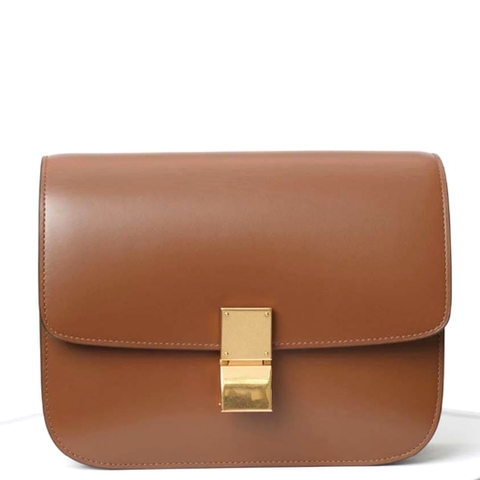 TÚI Celine Medium Classic Bag in Box Calfskin Leather-Brown