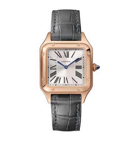 Đồng hồ CARTIER Rose Gold Santos-Dumont Watch 38mm mặt số màu trắng dây da