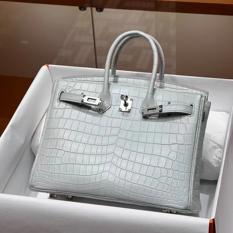 Túi Hermes Birkin Gris Perle  Niloticus 25CM Handmade khâu tay(Giá liên hệ)