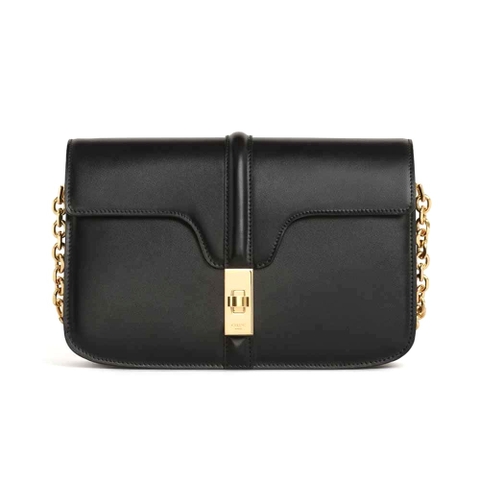 TÚI Celine Women Chain Bag 16 in Satinated Calfskin-Black