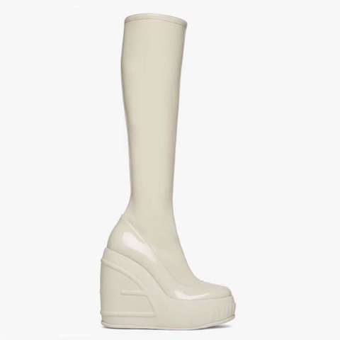 GIÀY Fendi Women Fashion Show White Patent Leather Boots