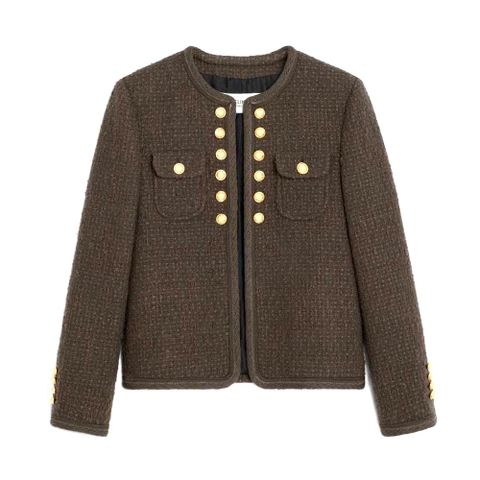 ÁO Celine Women Chelsea Jacket in Bouclette Natté-Green