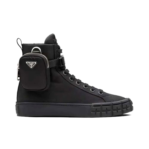GIÀY Prada Unisex Wheel Re-Nylon High-top Sneakers-Black