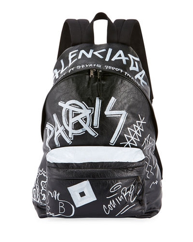 BALO Balenciaga Men's Graffiti Leather Backpack