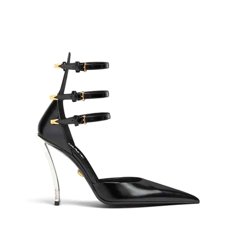 GIÀY Versace Women Pin-Point Pumps in Calf Leather-Black