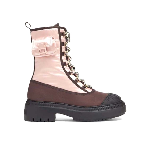 GIÀY Fendi Women Domino Pink Nylon Biker Boots