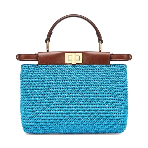 TÚI FENDI Women Peekaboo Mini Cotton Crochet Bag-Blue