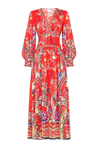 VÁY CAMILLA Button Through Dress With Extended Waistband