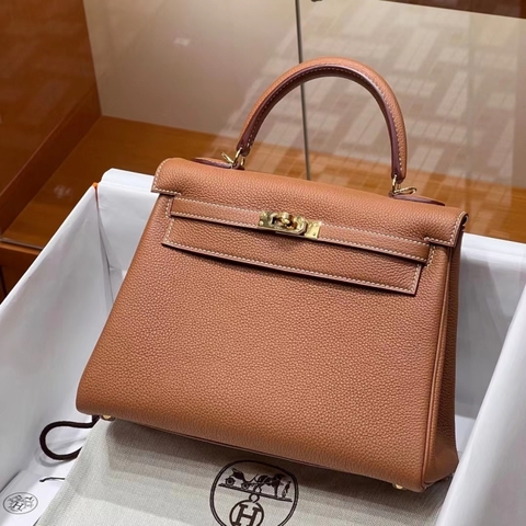 Túi Hermes Kelly Brown Togo 25CM/28CM Handmade khâu tay(Giá liên hệ)