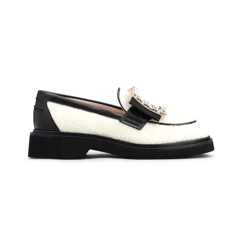 GIÀY Roger Vivier Women Viv’ Rangers Strass Buckle Loafers in Fabric