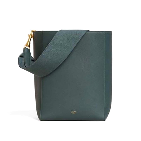 TÚI Celine Women Sangle Small Bucket Bag in Soft Grained Calfskin-Green