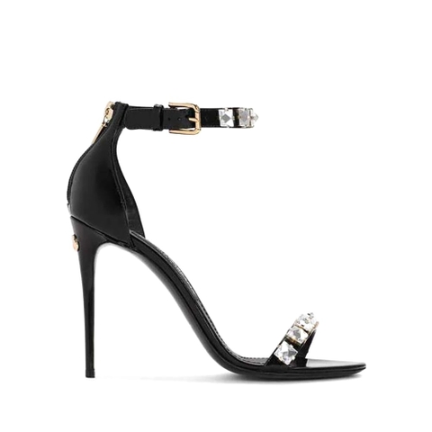 GIÀY Dolce Gabbana D&G Women Polished Calfskin Sandals with Rhinestones