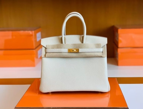 Túi Hermes Birkin Togo Creamy White Gold Hardware Handmade khâu tay 25cm