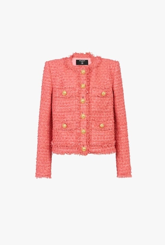 ÁO BALMAIN Salmon pink tweed jacket