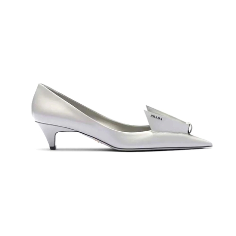GIÀY Prada Women Brushed Leather Pumps-Gray
