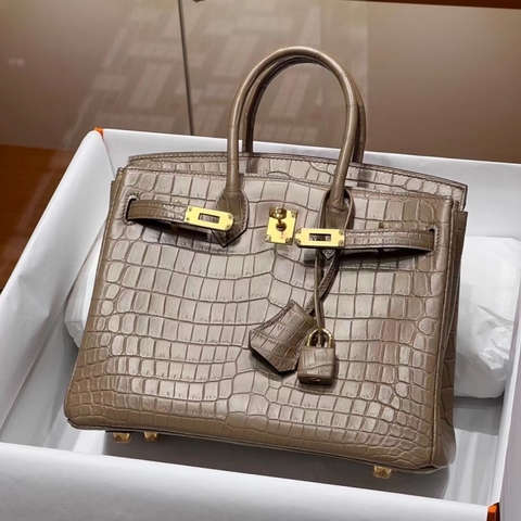 Túi Hermes Birkin Gri Elephant Niloticus 25CM Handmade khâu tay(Giá liên hệ)