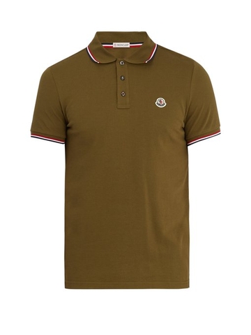 ÁO POLO MONCLER  Maglia logo-appliqué cotton-piqué polo shirt
