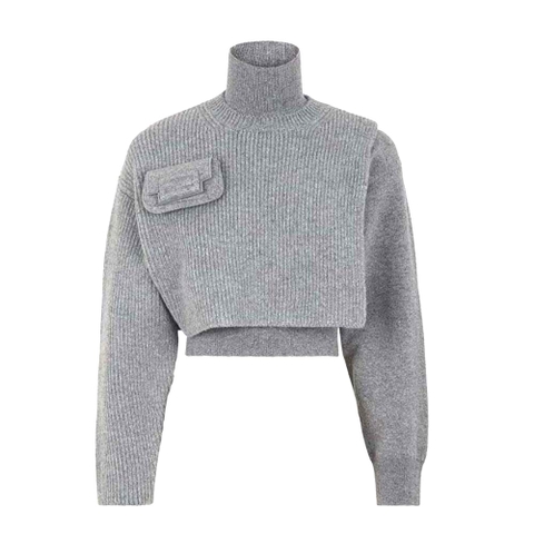 ÁO Fendi Women Gray Wool and Cashmere Sweater