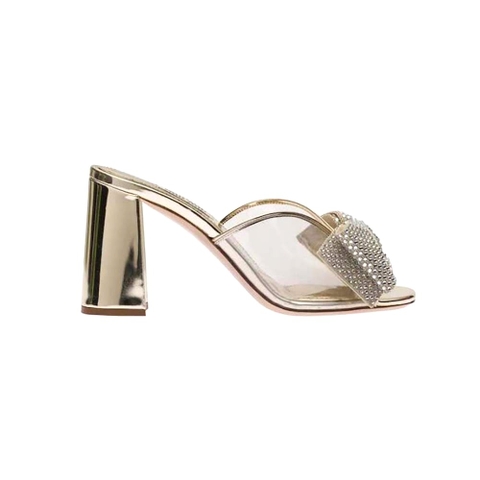 GIÀY Miu Miu Women Vinyl and Metallic Leather Sandals with Crystals