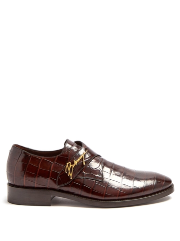 GIÀY BALENCIAGA Crocodile-effect leather derby shoes