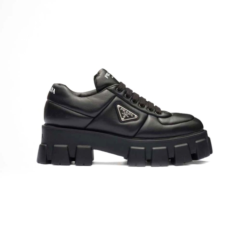 GIÀY Prada Women Soft Padded Nappa Leather Lace-up Shoes-Black