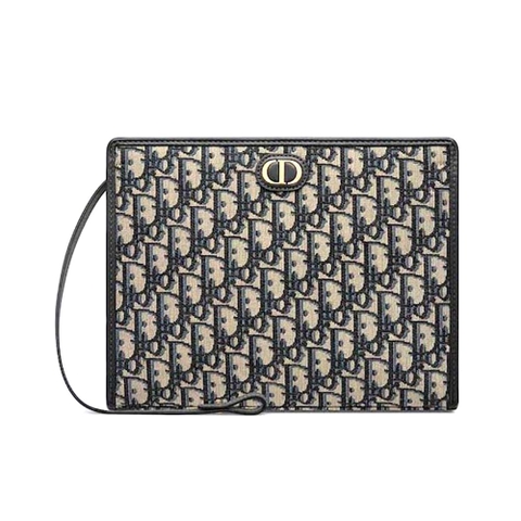 TÚI Dior Women Medium 30 Montaigne Pouch Blue Dior Oblique Jacquard