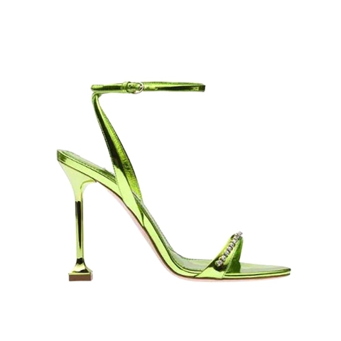 GIÀY Miu Miu Women Metallic Leather Sandals-Green