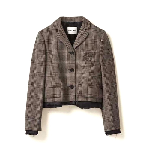 ÁO Miu Miu Women Single-breasted Prince of Wales Check Jacket