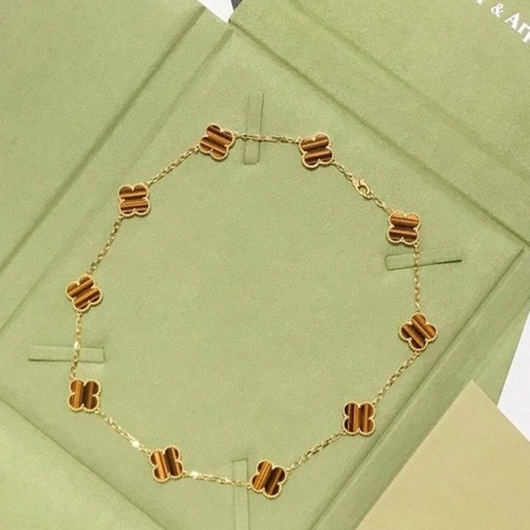 DÂY CHUYỀN VAN CLEEF & ARPELS ALHAMBRA TIGER EYE GOLD 18K YELLOW GOLD