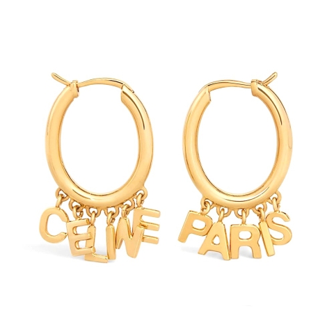 Bông tai Celine Women Paris Hoops in Brass with Gold Finish