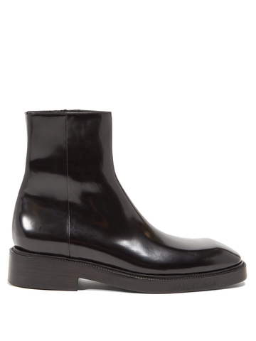 GIÀY BALENCIAGA Square-toe leather boots