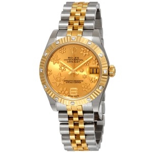 ĐỒNG HỒ ROLEX Datejust 31 Champagne Floral Dial Automatic Ladies Steel and 18 kt Gold