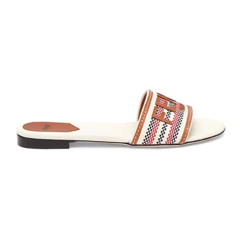 GIÀY Fendi Women Signature Beige Canvas Slides