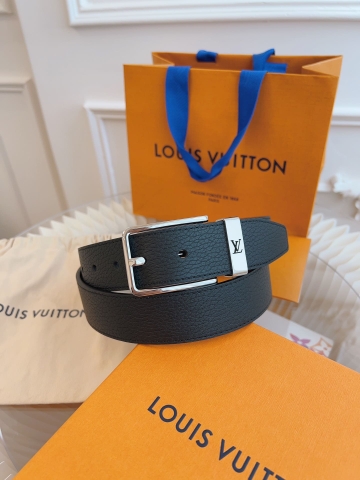 DÂY LƯNG LOUIS VUITTON BLACK CALFSKIN LEATHER Khóa bạc
