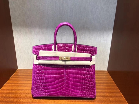 TÚI HERMES Kelly 25CM gold hardware crocodile violet